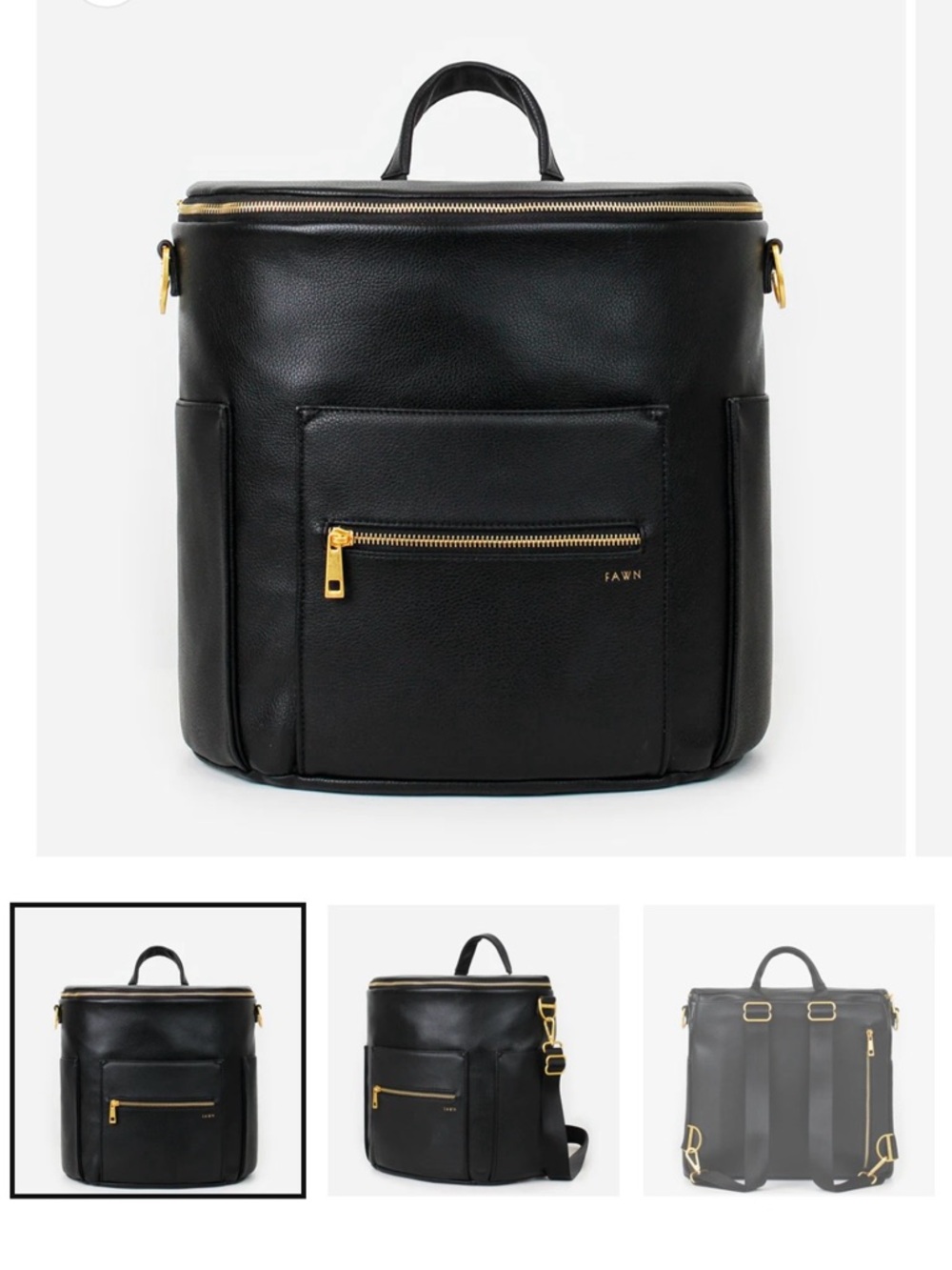 Fawn Design Black Leather Backpack